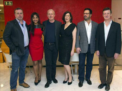 Part de l’equip artístic d’‘Agrippina’ a la roda de premsa de presentació d’aquesta òpera al Liceu. D’esquerra a dreta: David McVicar, Danielle de Niese, John Macfarlane, Sarah Connolly, David Daniels i Harry Bicket. © Toni Garriga/EFE