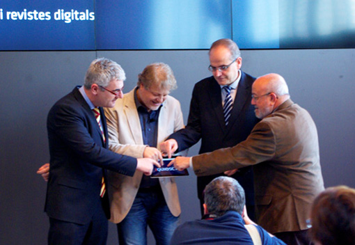 El secretari de Comunicació, Josep Martí Blanch; el president de l’APPEC, Lluís Gendrau; el de l’ACPC, Carles Ayats, i el de l’ACPG, Alfons Udina, donaven així el tret de sortida a la plataforma