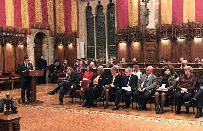 Un instant del pregó a càrrec del director general del Liceu, Roger Guasch, el 14 de gener en l’acte inaugural del Concurs al Saló de Cent de l’Ajuntament de Barcelona. © www.facebook.com/liceu